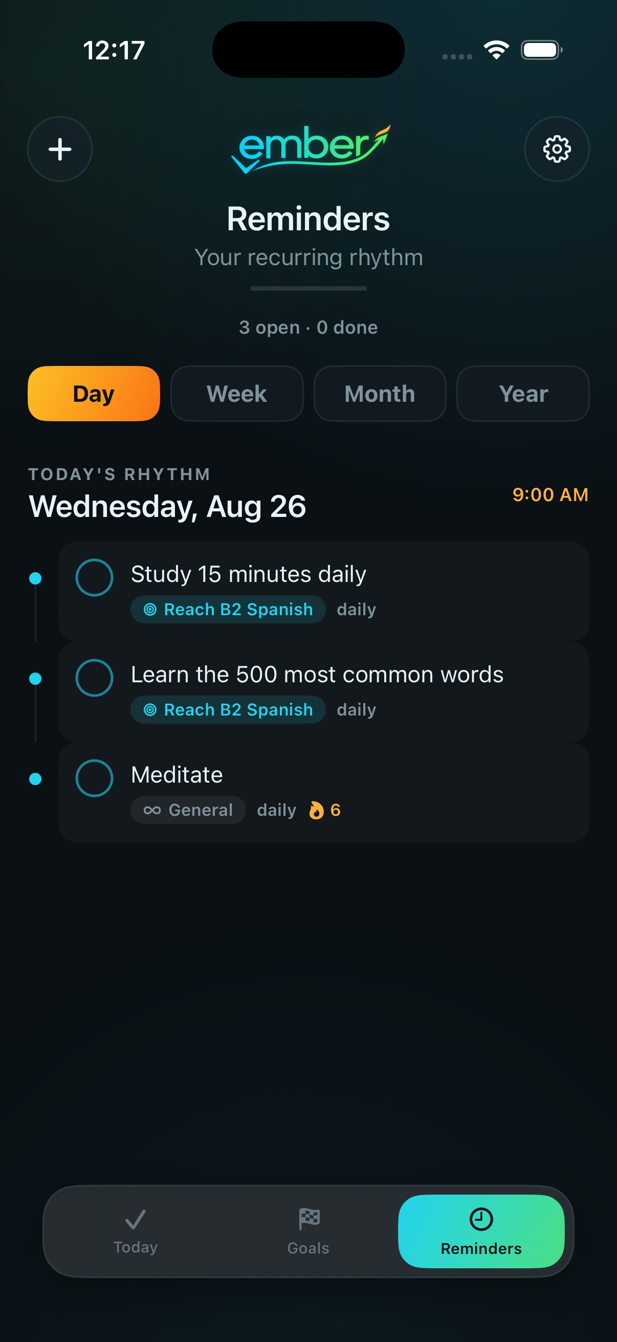 Daily weekly monthly and yearly reminders